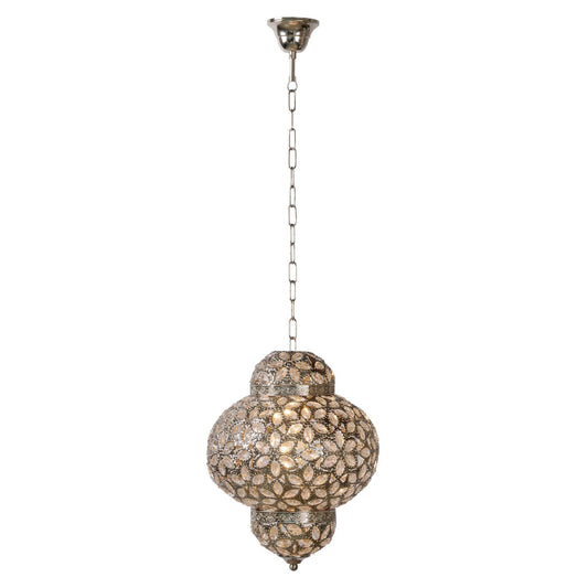 Oosterse lamp Djerba zilver 28cm - Bazaarwinkel