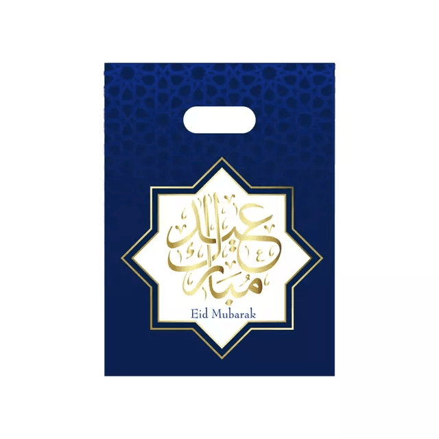 Eid Mubarak gift/snoepzakjes Blauw verpakt per 5 - Bazaarwinkel